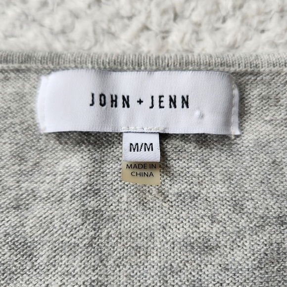 Anthropologie John + Jenn Grey Ruffle Wool Blend Sweater sz M - Picture 5 of 7